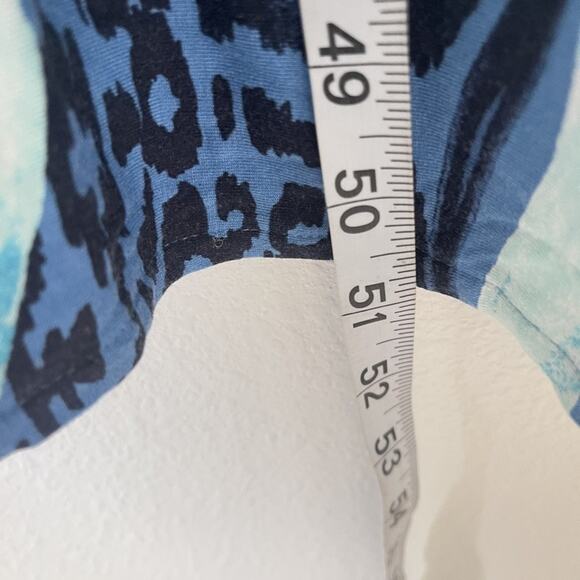 Chicos Dress Womens 3 16/18 Blue Aqua Paisley Ikat Print Stretch Short Sleeve - Picture 4 of 10